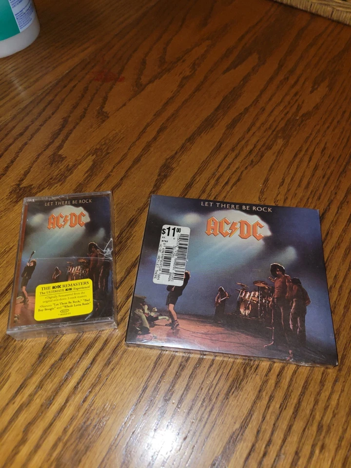 AC/DC LOT  Let There Be Rock Records Audio Cassette And CD NEW Hype Sticker - Image 1 of 4