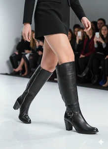 NEW $340 WITTNER LEATHER BOOTS 8CM BLOCK HEEL 42 - Bild 1 von 8