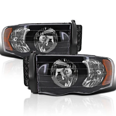 Black Fits 2002-2005 Dodge Ram 1500 2003-2005 Ram 2500 3500 Headlights Lamps - Image 1 of 4