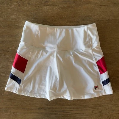 Fila Women's Heritage Essentials Flirty Skirt-White Combo-Built in Short-Sze S - Image 1 of 4