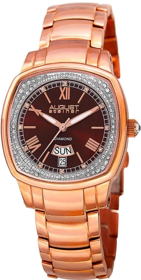 Women's August Steiner As8193gbr Crystal Bezel Diamond Dial Date Quartz Watch