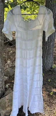 Vestido de novia vintage años 70 blanco algodón mexicano en capas Phoenix Hippy Boho talla 10 Foto 1 de 4