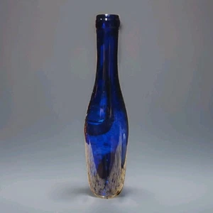 VINTAGE 12" Tall COBALT BLUE GLASS WINE BOTTLE - Picture 1 of 2