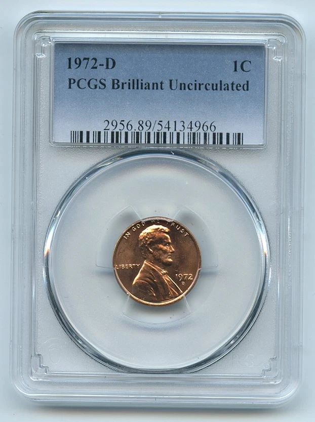 1972 D 1C Lincoln Cent PCGS Brilliant Uncirculated BU - Image 1 of 1