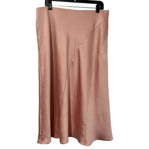 Lauren Ralph Lauren Satin Midi Skirt Size 16 Rose Pink Soft Girl Feminine Demure - Picture 1 of 6