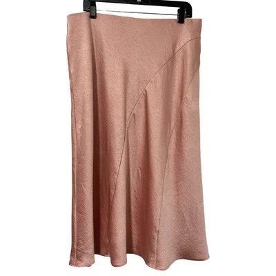 Lauren Ralph Lauren Satin Midi Skirt Size 16 Rose Pink Soft Girl Feminine Demure - image 1 of 4