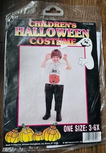 Vintage Kids Toddler 3-6 Halloween Ghost One Piece Costume Plastic Shirt Pants - Picture 1 of 5