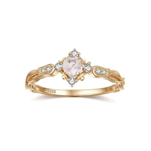 Rosenquarz Verlobungsring für Damen Natürliche Rosa Kristall Ringe Gold Hochzeit... - Bild 1 von 5