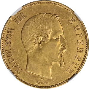 1855 A France Gold 100 Franc NGC AU53 - Picture 1 of 4
