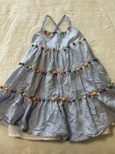 Tommy Bahama Girl’s Size 4 XS X-Small Striped PomPom Sundress Dress Outfit - Picture 1 of 3