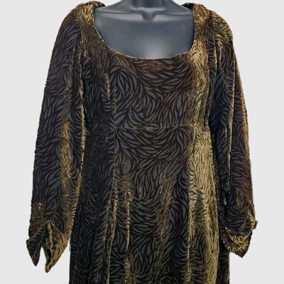 Vintage Velvet Glam Maxi Gown Green Rayon Silk Made USA Renfair Romantic  - Image 1 of 4