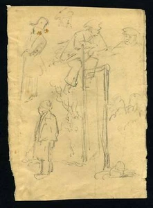 Dessin original CROQUIS A LA MINE DE PLOMB 19eme siecle - Picture 1 of 1