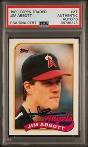 Jim Abbott 1989 Topps Traded Signed Rookie Card #2T Auto Graded PSA 10 88736375 - Bild 1 von 1