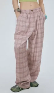 SCULPTOR Women's Check Pin Tuck Pants Pink Size Small NWT - Picture 1 of 9
