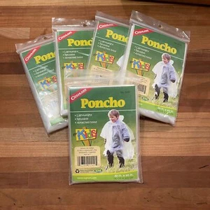 Childs reusable plastic poncho with hood set of 5  - Picture 1 of 3