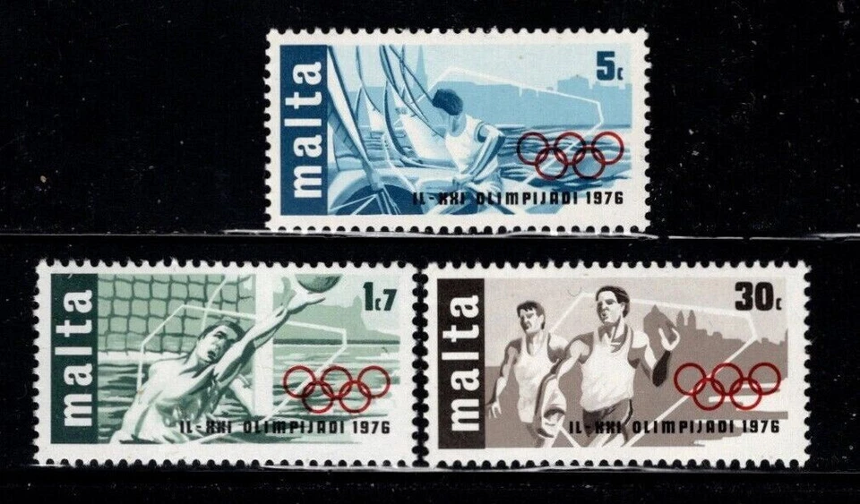 Polo acuático Malta Sc #509-11 MNH, 1976 Juegos Olímpicos de Montreal para correr Foto 1 de 1