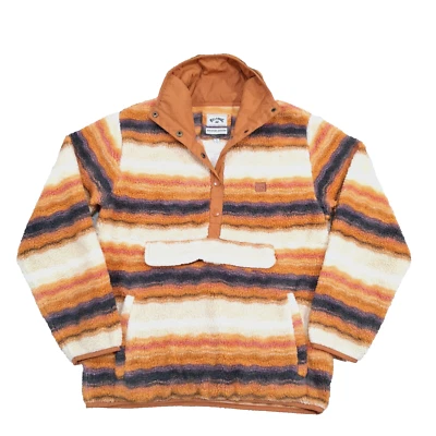 Billabong Switchback Fleece Sweater Womens Sz L Serape Snap Up Mock Neck Pockets - Image 1 of 4