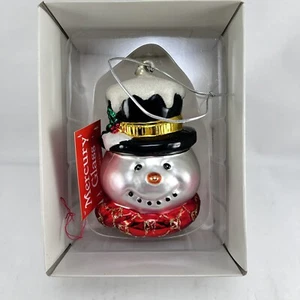 Neue Abt. 56 Quecksilber Glas großer Schneemann Kopf Zylinder Mütze Schal Ornament #56.18239 - Bild 1 von 7