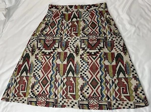 Southwestern Tribal Aztec-Pattern Midi Skirt Colorful Cotton Blend Pockets XXL - Picture 1 of 21