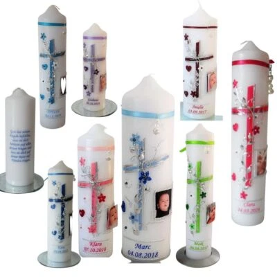 Taufkerze /Patenkerze mit Foto "Schutzengel "Perle -zur Geburt Mädchen,Junge - Bild 1 von 4