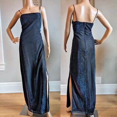 Vestido de graduación vintage de noche años 90 púrpura metálico caprichoso formal abertura talla 13 Foto 1 de 4