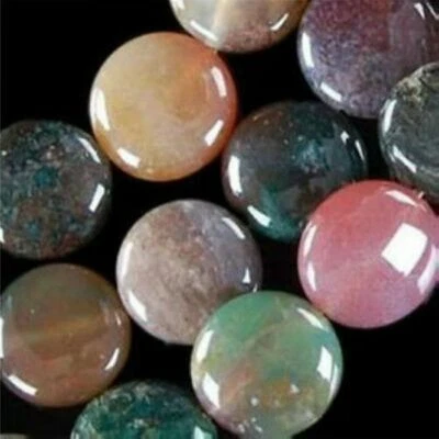 Huge Size 12MM Multicolor RARE Agate Onyx Coin Loose Beads Gemstones 15inch - Image 1 of 3