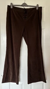 Ladies Vintage Etam Brown Suedette Bootleg Trousers - Size 20 - Picture 1 of 7