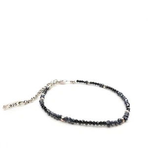 King Baby Studio Anklet With Two Tone Spinel Silver Stations Beads Size 7.25" - Picture 1 of 8