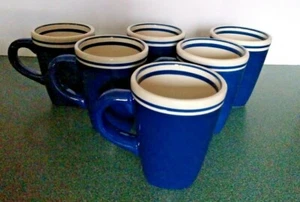 LOT OF 5 DANSK CIRCA BLUE MUGS - HANDPAINTED - Picture 1 of 5