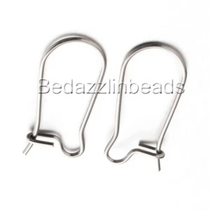 50 Silver 304 Stainless Surgical Steel 3/4 inch Plain Kidney Earring Findings - Picture 1 of 1