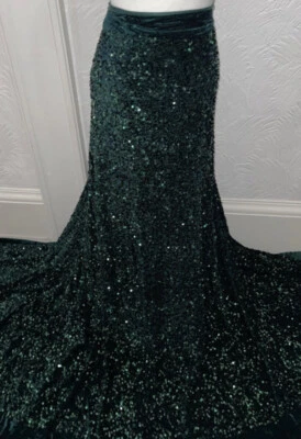 TELA DE TERCIOPELO VERDE LENTEJUELA BOTELLA PESADA de 1 yarda 58" de ancho Foto 1 de 3