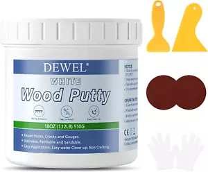 Wood Putty, White Wood Filler Putty, 18 Ounce Wood Filler Paintable, Stainable, - Picture 1 of 7