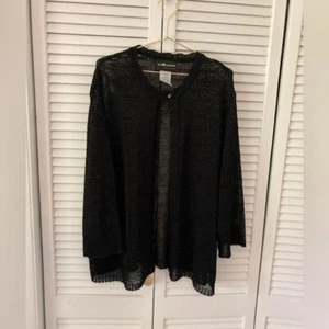 Cárdigan para mujer Sag Harbor negro tejido abierto largo con botones talla 3X - Imagen 1 de 6