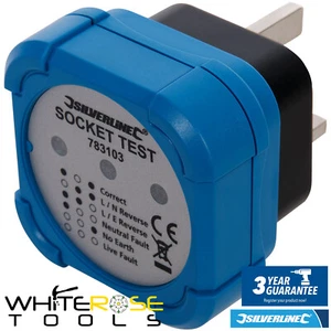 Silverline Plug In Socket Tester Electric Mains UK Power Live Earth Wire Fault - Picture 1 of 2
