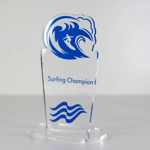 ACRYLIC COLOUR TROPHY AWARD CUSTOM DESIGNED FOR SURFING WATERSPORTS - Picture 1 of 5