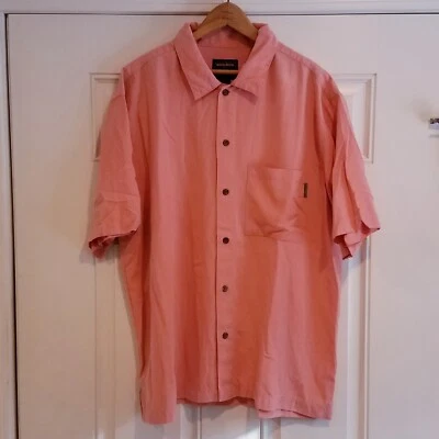 Рубашка Woolrich с коротким рукавом на пуговицах мужская большая оранжевая поли вискоза.  G15 - Изображение 1 из 4