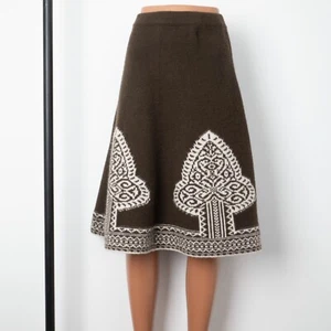 WEEKEND Max Mara Women's Brown Wool High Waist A-Line Flared Skirt Size M - Picture 1 of 10