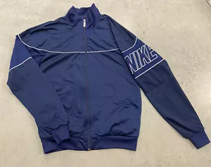 Vintage 90s Nike Mesh Track Jacket Men’s Sm/Md Zip Up Gray Tag Blue Spell Out - Picture 1 of 12