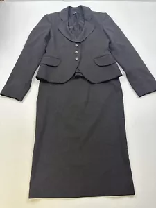 Sisley Jacket Women 40 Two Piece Skirt Suit Set Stretch Dark Gray - Picture 1 of 13