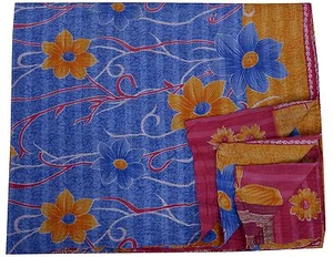 Algodón Indio Colcha Vintage Étnico Decorativo Kantha Patchwork Floral Colcha - Imagen 1 de 1