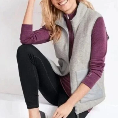 Smartwool Anchor Line Vest Womens XS Gray Full Zip Reversible Sherpa Outdoor - Image 1 of 4