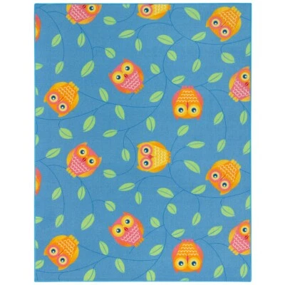 Teppich Eulen Kinderteppich Happy Owls Spielteppich 133x170 cm blau (18,95€/1Stk - Bild 1 von 2