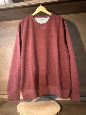 США Polo Assn мужчин размер L роскошь чувствовать флис MERLOT толстовка с длинным рукавом EUC - Изображение 1 из 4