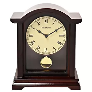 Orologio Mantello Quarzo Arco Rotto Legno Scuro Con Pendolo di Widdop W3415 - Foto 1 di 2