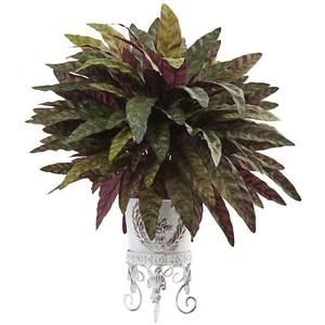 25" Peacock Bush Artificial Plant in Decorative Metal Planter Nearly Natural - Picture 1 of 1