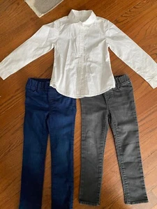 Gap Denim Kids Stretch Jegging Pull On Skinny Jeans Gray & Medium Wash Girls 4-5 - Picture 1 of 9