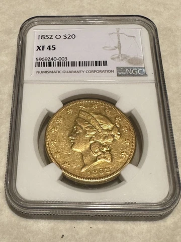 1852-O XF45 NGC Liberty Double Eagle $20 Gold Coin very nice appeal (no PCGS) Cover