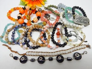 HALBEDELSTEIN & GLASPERLEN ARMBAND KONVOLUT - VINTAGE BIS JETZT MODESCHMUCK - Bild 1 von 3