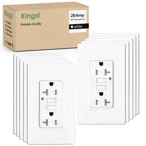 10PK GFI GFCI 20A Receptacle w/ Plate ETL Listed Tamper Resistant WR Outdoor Use - Picture 1 of 17