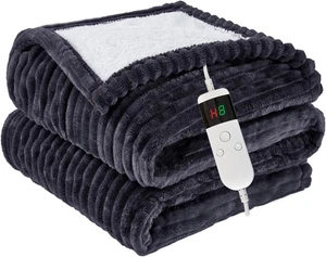 Heated Blanket Electric Throw Soft Heating Auto off 10 Heat Modes Flannel Sherpa - Picture 1 of 11